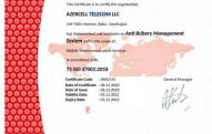 Azercell ölkəmizdə ISO 37001:2016 “Antikorrupsiya idarəetmə sistemi” standartlarına uyğunluq sertifikatını alan ilk mobil operator oldu