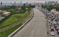 Bakının bir sıra yollarında tıxac yaranıb