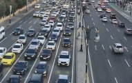 Bakının bir sıra yollarında tıxac yaranıb