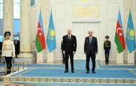 Azərbaycan Prezidentinin Astanada rəsmi qarşılanma mərasimi keçirilib - FOTO