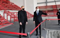 Dövlət başçısı Gəncə İdman Sarayında tikinti işlərinin gedişi ilə tanış olub (FOTOLAR)