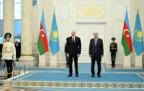 Azərbaycan Prezidentinin Astanada rəsmi qarşılanma mərasimi keçirilib - FOTO
