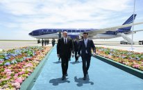 Prezident İlham Əliyev Qazaxıstana işgüzar səfərə gəlib
