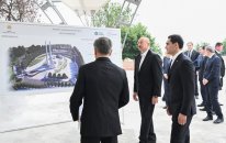 Azərbaycan və Türkmənistan prezidentləri Şuşa məscidində tikinti işlərinin gedişi ilə tanış olublar