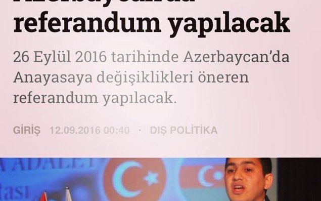 Türkiyə mediası Azərbaycanda keçiriləcək referendumdan yazıb  - FOTOLAR