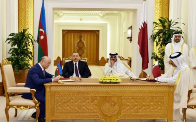 Prezidentin iştirakı ilə Azərbaycan-Qətər sənədləri imzalandı - Fotolar