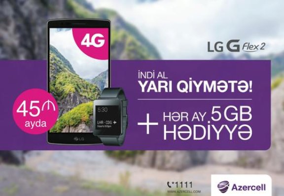 4G-dəstəkli LG FLEX 2 smartfonu indi YARI QİYMƏTƏ