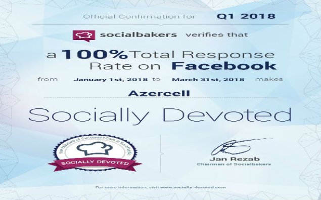 Azercell yenidən “Socially Devoted” sertifikatına layiq görüldü