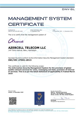 Azercell Azərbaycanda beynəlxalq sertifikat alan ilk mobil operator oldu