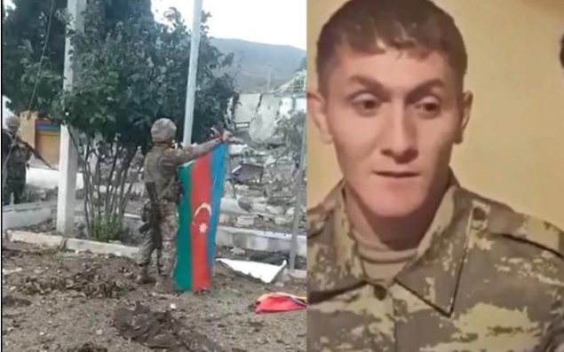 Suqovuşana Azərbaycan bayrağını asan əsgərimizi siz də tanıyın   Video