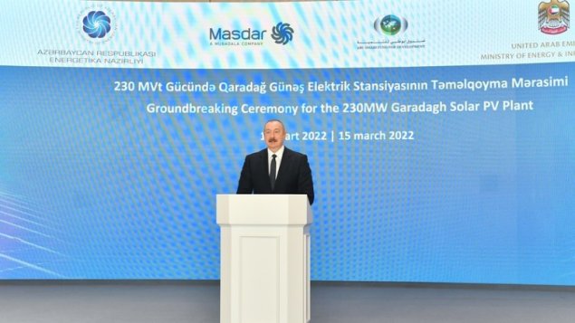   Prezident Qaradağ Günəş Elektrik Stansiyasının təməlqoyma mərasimində iştirak etdi (YENİLƏNİB/FOTO)