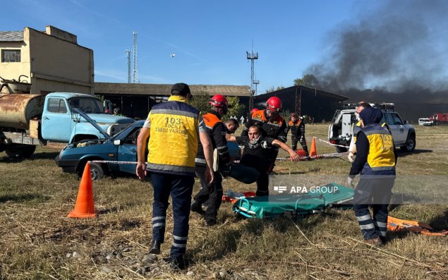 FHN Ağdaşda kompleks mülki müdafiə təlimi keçirib - FOTO