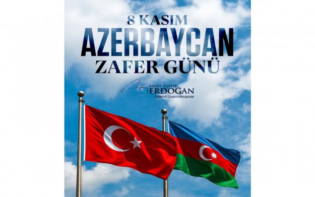 Ərdoğan Azərbaycan xalqını Zəfər Günü münasibətilə təbrik edib