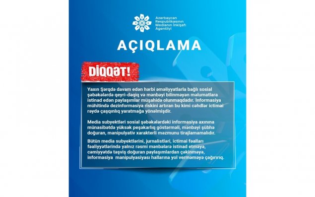 MEDİA-dan Yaxın Şərqdəki hərbi əməliyyatlarla bağlı ÇAĞIRIŞ