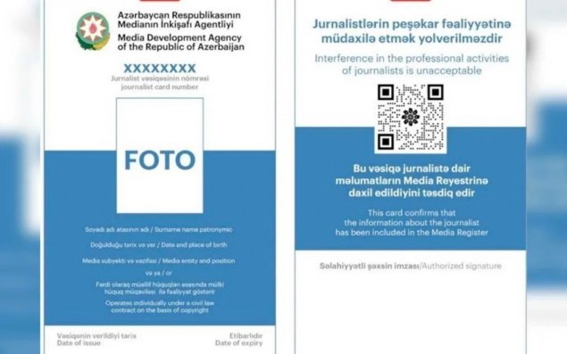 Jurnalist vəsiqəsinə görə 20 manatlıq ödəniş ləğv edildi