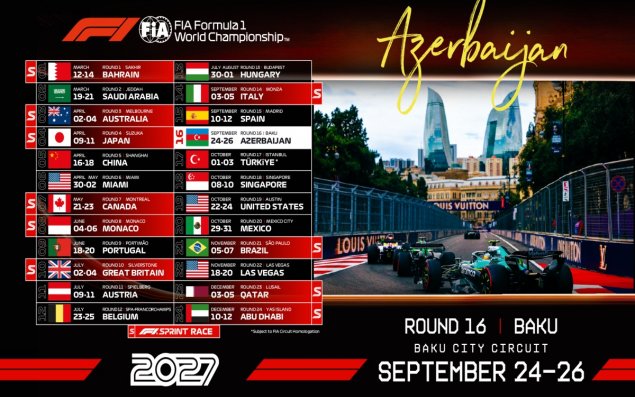 2027-ci il Formula 1 Azərbaycan Qran-prisinin tarixi açıqlandı